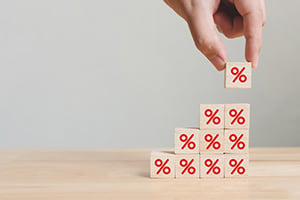 building blocks symbolizing rising interest rates